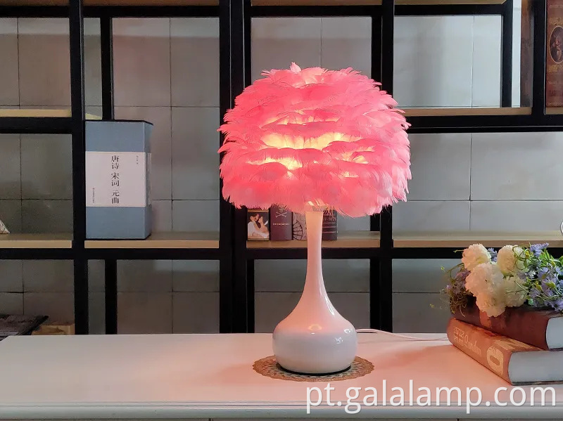 Lâmpada de mesa de penas, nórdico ins, decoração quente, bricolage